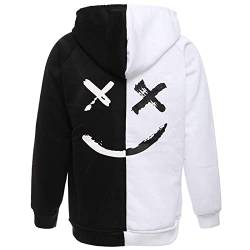 KENAIJING Herren Hoodie, Outdoors Full-Zip Jacke Kapuzenpullover Sweatshirt (Schwarz Weiß 1, 3XL) von KENAIJING