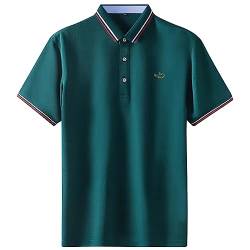 KENAIJING Herren T-Shirt, Baumwolle Freizeitsport Kurzarm Polo Shirts Stickerei (4XL, Grün) von KENAIJING