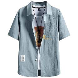 KENAIJING Herren T-Shirt, Casual Ice Silk Shirt Short Sleeve (XL, Blau) von KENAIJING