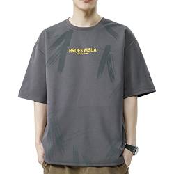 KENAIJING Herren T-Shirt, Druck Lose Montage Kurzarm-T-Shirt Rundhalsausschnitt (4XL, dunkelgrau) von KENAIJING
