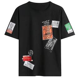 KENAIJING Herren T-Shirt, Drucken-Designs Sommer Rundhalsausschnitt Hip-Hop Kurze Ärmel Casual (XL, Schwarz) von KENAIJING