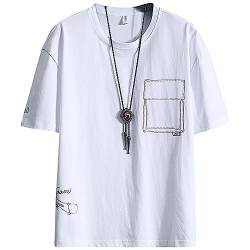 KENAIJING Herren T-Shirt, Kurzarm T-Shirt Herren Sommer Dünner Schnitt Baumwolle Tops, Weiß, XL von KENAIJING