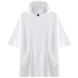 KENAIJING Herren T-Shirt, Unisex Harajuku Streetwear Einfarbige Short Sleeve T-Shirt Hoodie Sweatshirt, Weiß, 3XL von KENAIJING