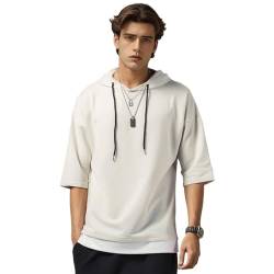 KENAIJING Herren T-Shirt mit Kapuze T Shirt Hoodie Pullover Sweatshirt (Aprikose, L) von KENAIJING