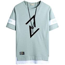 KENAIJING Herren Tshirt Japanischer Harajuku Basic Arbeits T-Shirt Herren(2XL, Grün) von KENAIJING