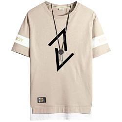 KENAIJING Herren Tshirt Japanischer Harajuku Basic Arbeits T-Shirt Herren(2XL, Khaki) von KENAIJING