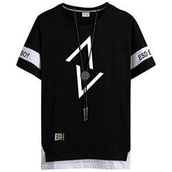 KENAIJING Herren Tshirt Japanischer Harajuku Basic Arbeits T-Shirt Herren(L, Schwarz) von KENAIJING