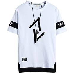 KENAIJING Herren Tshirt Japanischer Harajuku Basic Arbeits T-Shirt Herren(M, Weiß) von KENAIJING