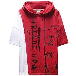 KENAIJING Herren Tshirt Japanischer Harajuku Basic Arbeits T-Shirt Herren(XL, Rot) von KENAIJING