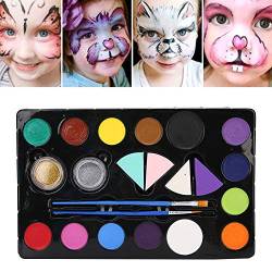14 Farben Gesichts Körper Farbpigment Set, Halloween Make up Cosplay Malwerkzeug Set von KENANLAN