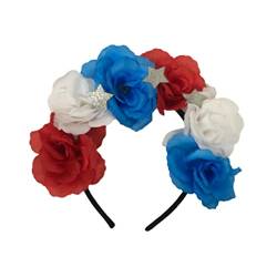 4. Juli Blumen-Stirnband, Rot, weiß und Blau, Unabhängigkeitstag, Haarband, Blumendekoration, 4. Juli, Haarschmuck für Frauen und Mädchen (Modell B: Haarband) von KENANLAN