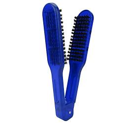 Haarglättungskamm, Haarglättungskamm aus Sperrholz, Glätteisen, Antistatischer Stylingkamm, Friseurwerkzeug (Blau) von KENANLAN