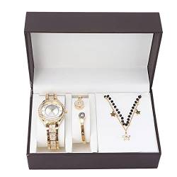 KENANLAN Damen Schmuckset, Uhr Armband Halskette Ehefrau Freundin Jahrestag Geburtstagsgeschenk (Gold) von KENANLAN