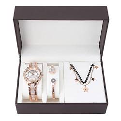 KENANLAN Damen Schmuckset, Uhr Armband Halskette Ehefrau Freundin Jahrestag Geburtstagsgeschenk (Roségold) von KENANLAN
