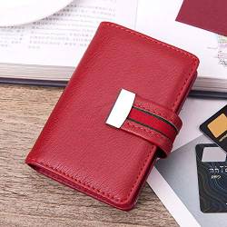 KENANLAN Modischer Mini RFID Kartenhalter für Damen, PU Leder, Bankkartenbox, Visitenkartenetui (Rot) von KENANLAN