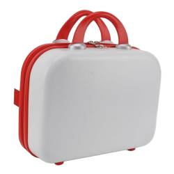 Kosmetikbox, Koffer-Design, Große Kapazität, Tragbarer Griff, ABS, Kleine Make-up-Tasche für Frauen und Mädchen, Reisen, 35,6 cm (weiß Rot) von KENANLAN