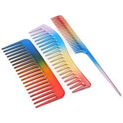 Styling Hair Comb Set 3pcs Hair Dressing Electroplate Styling für Haushalt Friseursalon Friseur Professionelle Haarbürste für Männer Frauen von KENANLAN