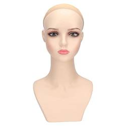 Weiblicher Schaufensterpuppenkopf, KENANLAN PVC Wetterbeständig Stabil Rosa Make-up Weibliches Glatzkopfmodell für die Präsentation von Perückenschmuck von KENANLAN