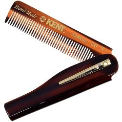Kent 20T Handmade Folding Pocket Comb for Men, Fine Tooth Hair Comb Straightener for Everyday Grooming Styling Hair, Beard or Mustache, Use Dry or with Balms, Saw Cut Hand Polished, Made in England von KENT