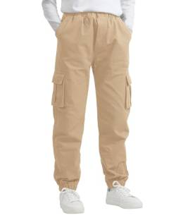 KEREDA Cargohose Jungen Kinder Jogginghose Hosen Cargo Hose,Khaki,146-152 von KEREDA