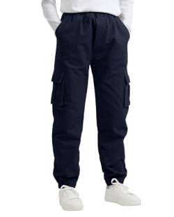 KEREDA Cargohose Jungen Kinder Jogginghose Hosen Cargo Hose,Navy,146-152 von KEREDA