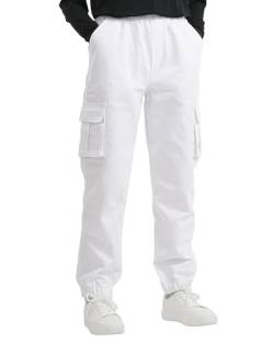 KEREDA Cargohose Jungen Kinder Jogginghose Hosen Cargo Hose,Weiß,158-164 von KEREDA