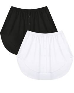 KEREDA Damen Blusenrock Hemdverlängerung Blusen Rock Unterrock Blusenverlängerung Hemdrock Unterzie Shirt Verlängerung Extender Mini Skirt,2 Stück Schwarz+weiß, EUsize40 von KEREDA