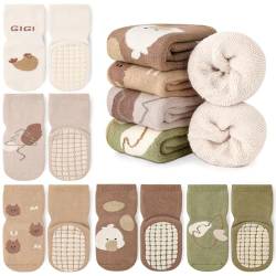 KEREDA Kinder Baby Dicke Stoppersocken Antirutschsocken Winter Anti Rutsch Rutschfeste Socken Warme Krabbelsocken ABS socken 5 Paar von KEREDA