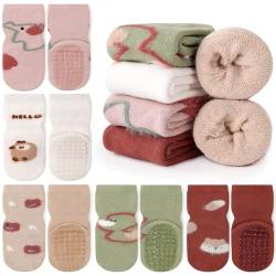 KEREDA Kinder Baby Dicke Stoppersocken Antirutschsocken Winter Anti Rutsch Rutschfeste Socken Warme Krabbelsocken ABS socken 5 Paar von KEREDA