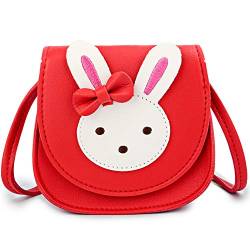 KEREDA Kinder Umhängetasche Mädchen, Niedlicher Hase CrossBody Bag, PU Leder Prinzessin Mini Taschen für Kinder Mädchen 2-10 Jahre von KEREDA