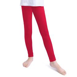 KEREDA Mädchen Leggings Hosen Lange Baumwolle Sport,Rot,EU 152-158,Manufacturer 160 von KEREDA