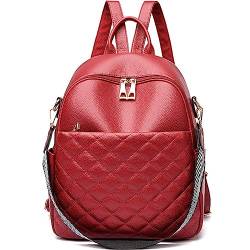 KESUDE Rucksack Damen Klein, PU Leder Wasserdicht Mini Cityrucksack Elegant Daypack Handtaschen Schultertasche Tasche 3 in 1 Backpack Women Reisetasche für Party/Reisen/Arbeit, Weinrot von KESUDE