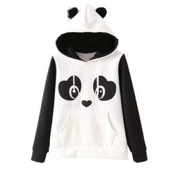 KESYOO Pullover Pullover für Frauen Niedliche Hoodies für Frauen Pullover Herbst Winter Panda Hoodies Tops Größe XL Weiß Und Schwarz von KESYOO