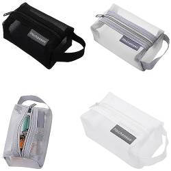 Portable Square Mesh Storage Bag, Portable Mesh Cosmetic Bags, 4x3x2in Square Mesh Coin Purse, Mesh Zipper Pouch Toiletry Bag (3pcs) von KEVGNRO