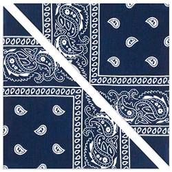 KEVOLLA BLAUES BANDANA Damen paisley Haarband Kopftuch Herren dunkelblaues Halstuch für Männer Baumwolle 100% 2 Stück marineblau von KEVOLLA