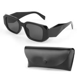 KEWUZY Sonnenbrille,Unisex Sonnenbrille,für Männer Trendy Retro Trendy Sonnenbrille,Retro Schwarz Brille UV400 Schutz Classic Sunglasses Eckig für Fahren von KEWUZY