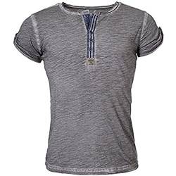 KEY LARGO Herren Arena Button T-Shirt, Silver (1107), L von KEY LARGO