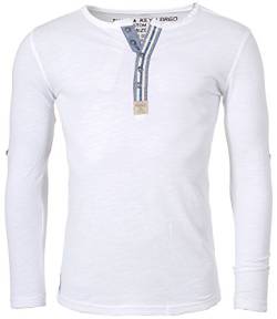 KEY LARGO Herren Longsleeve Henley Langarm T-Shirt mit Knopfleiste Vintage Look Slimfit MLS00016, Grösse:S;Farbe:Weiß von KEY LARGO