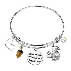 KEYCHIN Lustiges Eichhörnchen-Armband mit Eichhörnchen-Motiv, Geschenke für Frauen und Mädchen, Large, Edelstahl, Edelstahl von KEYCHIN