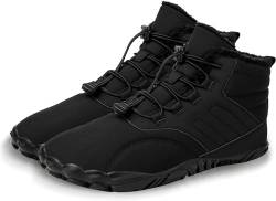 KEYGEM Barfußschuhe Winter Warm Wasserabweisend Gefüttert Winterschuhe für Damen Herren Barfuss Schuhe für Damen/Männer Schuhe Breite Füße Anti-Rutsch-Schuhe Gr.36-47 (schwarz,36) von KEYGEM