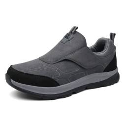 KEYGEM Diabetiker Schuhe Herren Klettverschluss Damen Walkingschuhe Freizeitschuhe Sportschuhe Bequeme rutschfest Schuhe Mittleren und Höheren Alters Gr.35-46 (Grau,39) von KEYGEM