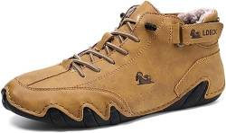 KEYGEM Winter Barfußschuhe Herren Damen Leder ein Innenfutter aus Flanell Schuhe 34-50 (braun,38) von KEYGEM