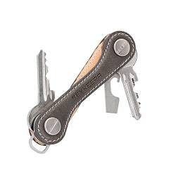 KEYKEEPA® - Leder - Edler Leder Key Organizer für bis zu 12 Schlüssel - inklusive Flaschenöffner + Öse – Schlüsselorganizer „Made in Germany (Pebble Grey) von KEYKEEPA