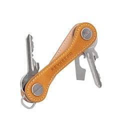 KEYKEEPA® - Leder - Edler Leder Key Organizer für bis zu 12 Schlüssel - inklusive Flaschenöffner + Öse – Schlüsselorganizer „Made in Germany (Squash Yellow) von KEYKEEPA