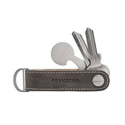 KEYKEEPA® - Loop - Edler Leder Key Organizer für bis zu 7 Schlüssel - inklusive Einkaufswagenchip + Öse – Schlüsselorganizer „Made in Germany (Pebble Grey) von KEYKEEPA