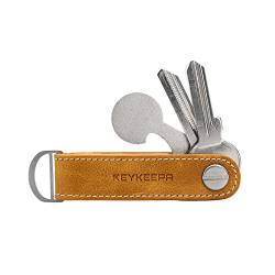 KEYKEEPA® - Loop - Edler Leder Key Organizer für bis zu 7 Schlüssel - inklusive Einkaufswagenchip + Öse – Schlüsselorganizer „Made in Germany (Squash Yellow) von KEYKEEPA