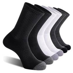 KEYRI 3 Paar Sportsocke Baumwollsocken für Männer Frauen, Trainingssocke Atmungsaktive Sportsocken Fußballsocke Laufsocke, Einheitsgröße Alle Jahreszeiten Crew Socke (Baumwolle, Schwarz+Weiß+Grau) von KEYRI