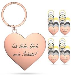 KEYU NEU Schlüsselanhänger mit Herz | Schlüsselanhänger Liebe | Schlüsselanhänger Ich hab Dich lieb | Valentinstag | Schlüsselanhänger Herz | Schlüsselanhänger Freundin (b: ILDMS-rosé) von KEYU