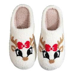 KEYUSHOP Damen Herren Plüsch Hausschuhe Memory-Baumwolle Pantoffeln Winter Halloween Slippers Kürbis Schlappen Flauschige Spooky Slides Weihnachtspantoffeln Weiche rutschfeste Cozy Slippers von KEYUSHOP