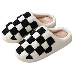 KEYUSHOP Hausschuhe Damen Herren Winter Baumwolle Hausschuhe Warm Plüsch Pantoffeln Weiche Bequeme Slippers für Innen und Außen von KEYUSHOP